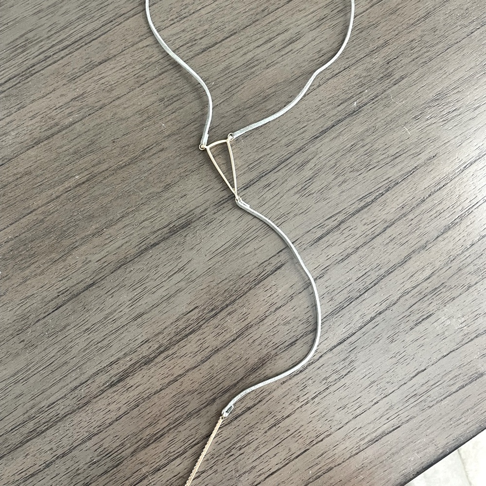 Long Blue/Gray Suede Necklace